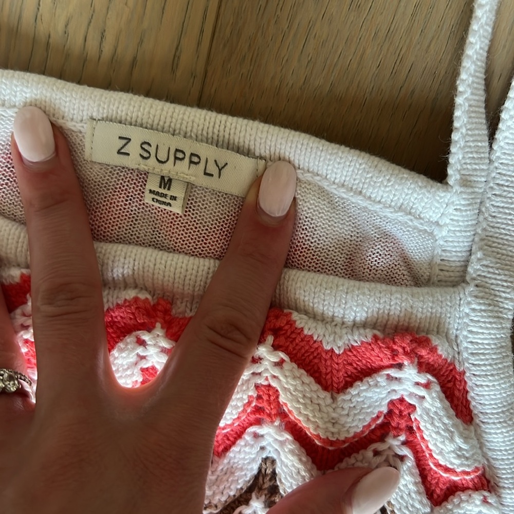 Z Supply Pink and White Ruffled Bodycon Sweater Dress - Picture 5 of 7